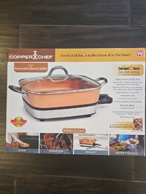 CopperChef 12" Removable Electric Skillet - NIB